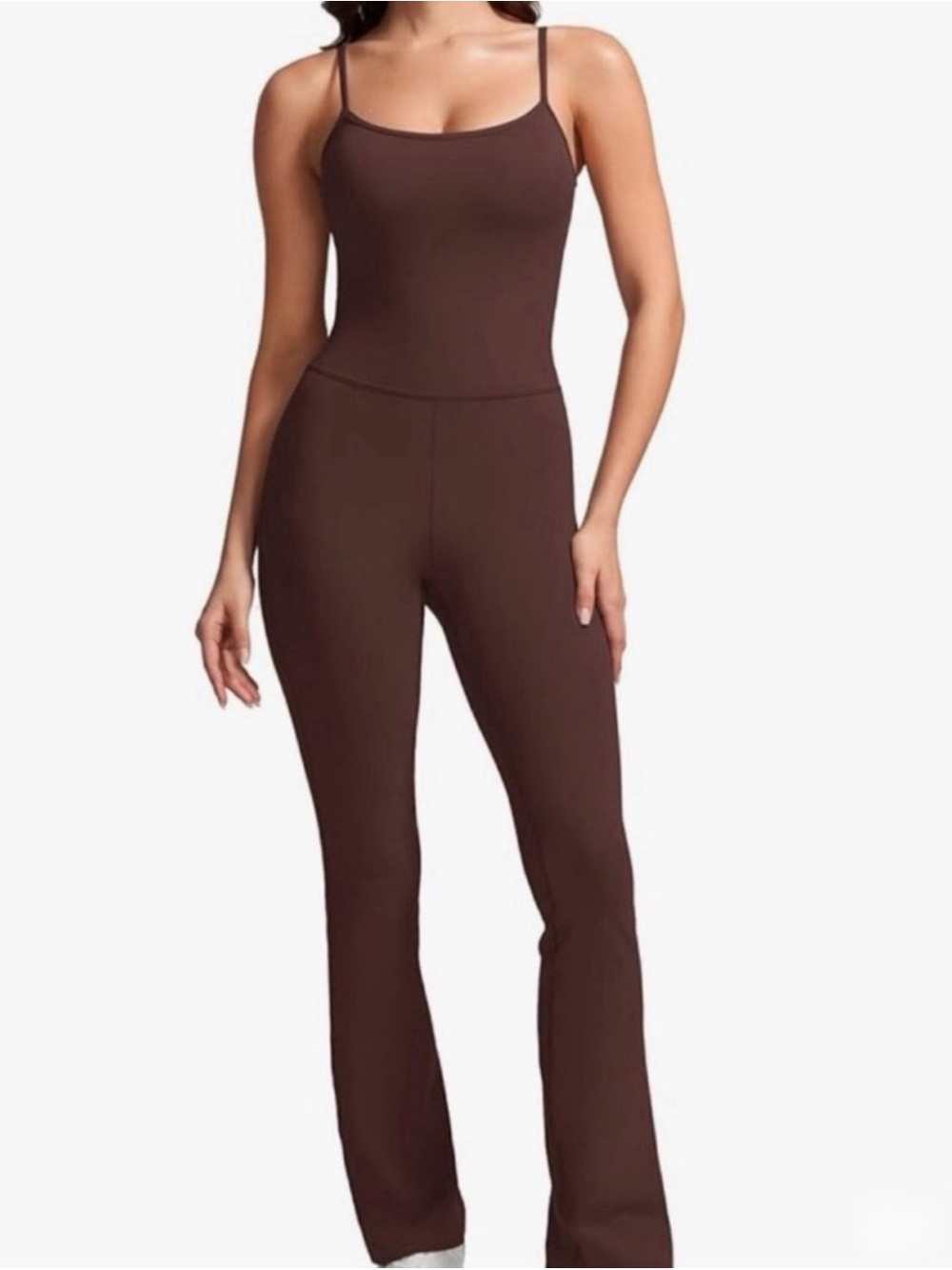 Vital Life Women’s Brown Slim Jumpsuit with Spaghetti Straps, size Large NWT🔥